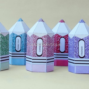 EDITABLE Glitter Pencil Favor Box Set, Back to school Parties, Back to School Favor Box, Teacher Appreciation