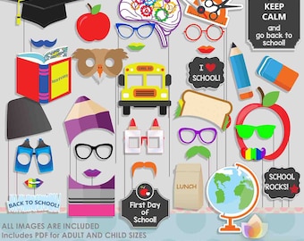 Back To School Photo Booth Props for First Day Party
