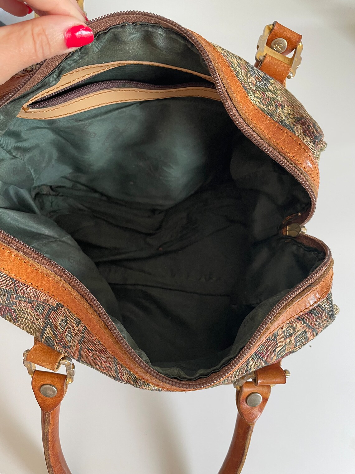 Gobelins Art Medieval Tapestry Canvas & Leather Handbag // Etsy