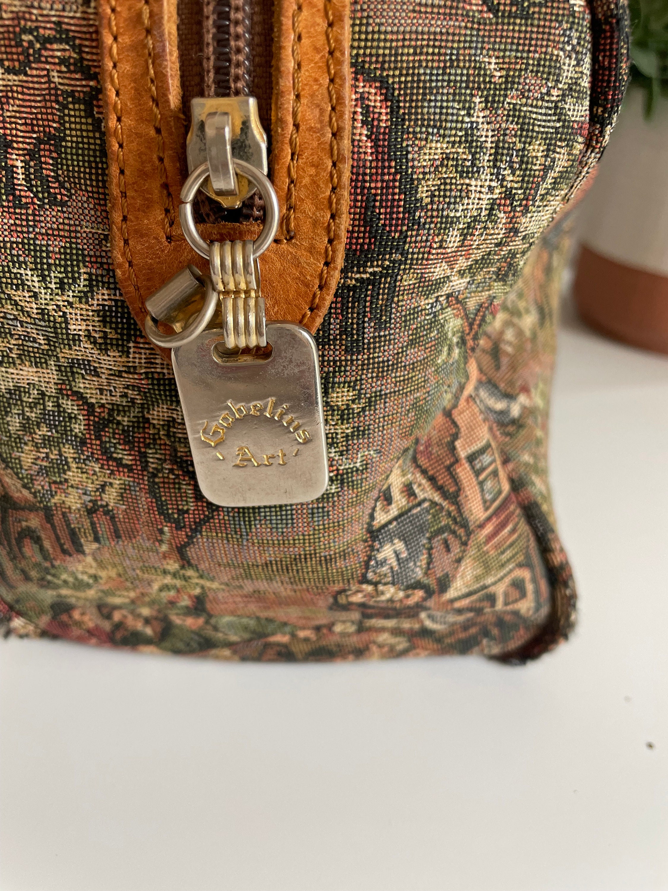 Gobelins Art Medieval Tapestry Canvas & Leather Handbag // Etsy