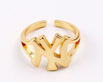 Personalizado hecho a mano 1 pieza Delicado oro de 18 quilates lleno de apertura ajustable Anillo de la ciudad de NUEVA YORK Mínimo Elegante ligero Boutique Marcas Regalos