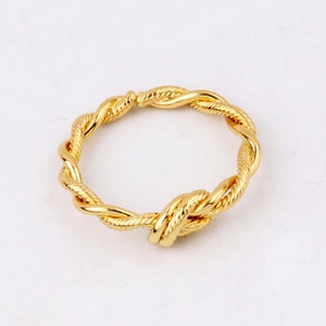 Custom Handmade 1pcs Dainty 22mm 18kt Gold Filled Knot Round Simplicity Adjustable Ring Weave Wired Twisted Ring Boutique Brands Factory