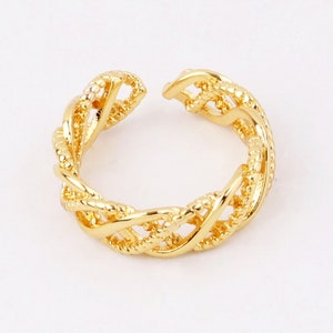 Custom Handmade 1PCS Dainty 19.8mm 18kt Gold Filled Round Hollow Spiral Stripe Adjustable Rings Simple Boutique Brands Wholesale 0106-2091-1
