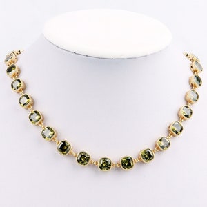 BOUTIQUE BRANDS! Custom Handmade 1pcs Delicate 18kt Gold Filled Bold Chunky Charm Olive Green Zircon Necklace Valentine’s Day Gift For Her