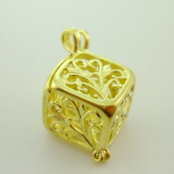 1pcs Brass Open Hollow Cubic Cube Secret Locket Caged Box Charms Pendants Necklace Dangle Lead Nickel Free 20x17x13mm 0102-2022