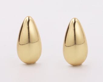 Unique Handcrafted! 1 Pair Delicate 18kt Gold Filled Petal Leaf Oval Earrings Ear Studs, Light Weight Brands