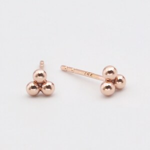 Wholesale Handmade 1 Pair 14k Solid Rose GOLD Spheres Cluster Studs Everyday Style Beach Vacation Factory Not Tarnish Gifts Anniversary