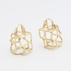 Custom Handmade 1 Pair Delicacy 18kt Gold Filled High -End Hollow Unique Exaggerate Temperament Hoop Earrings Stylish Boutique Brands Supply