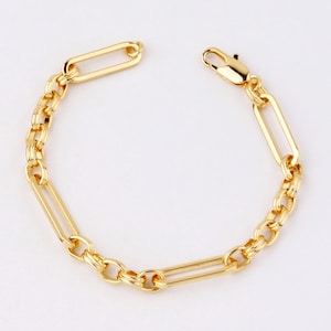 New Style! Custom Handmade 1pcs Dainty 6.7mm 18K Gold Filled Round Oval Wheat Rolo Chains Bracelets Layering Minimal 2007-2052-1