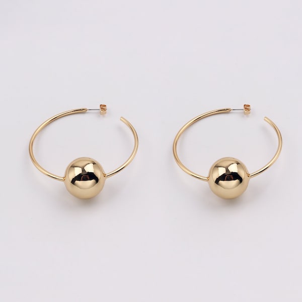 Benutzerdefinierte Handgemacht 1 Paar Delikatesse 16kt Gold Filled Big Circle Ball Übertriebene Temperament Creolen Minimalistische Stilvolle Boutique-Marken