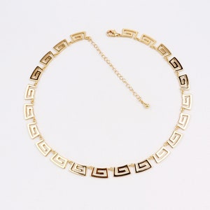 Holy Symbols, Custom Handmade 1pcs Delicate 18K Gold Filled Charm Greek Key Chain Necklace, Lobster Claw Clasp, Link Necklace, Minimalism