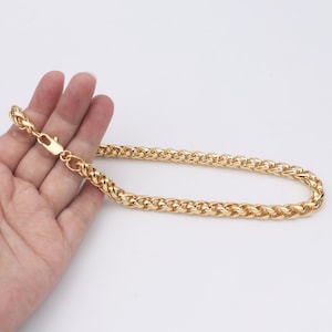 Custom 1pcs 18K Gold Filled 7mm Round Braided Wheat Links Chain Necklace, Lobster Clasp Chunky Rope Chain Necklace, Link Choker Men Necklace