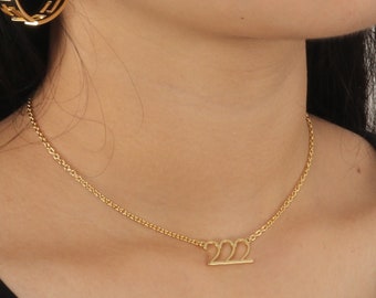 Custom Handmade 1pcs Delicate 18K Gold Filled Personalise Angel Numbers 222 Pendant Necklace And Cable Chain Perfect Brands Gift For Her