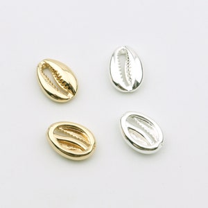 2pcs Genuine 14K Gold Filled, Silver Filled Brass Cowrie Beads, Cowrie Shell Charms, Cowrie Bracelet Earrings Necklace Charm 0101-2032-1/2