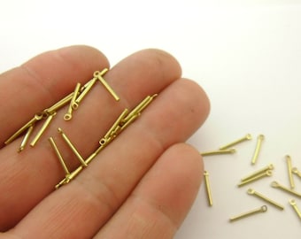 30pcs de alta calidad de latón crudo pequeña barra redonda encantos gotas colgantes mínimos hallazgos de níquel cromo plomo libre 15x1.2mm, 01022305
