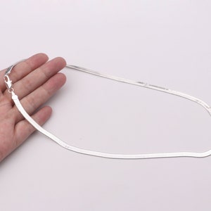 Handmade Custom, 1pcs Sterling Silver Filled 4mm Flat Snake Chain Necklace, Link Choker Necklace, Herringbone chain, Lobster Clasp