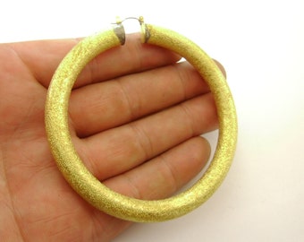 1 Pair Handcrafted Raw Brass Extra Large 80mm Round Hammered Tube Hoop Earrings Bold Chunky Matte Thick Lightweight, Lead Free 0801-2032