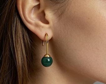 Custom & Handmade Gold Filled Natural Planet Malachite Earrings Factory For Brands Boutique