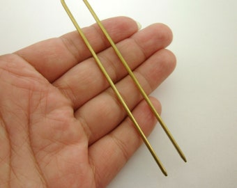 Simple Long Thick High Quality Hair Fork Hair Arch Hair Stick Hair Folder Pin Hair Accessories Supplies, Raw Brass Solid Wire, 0806-0001