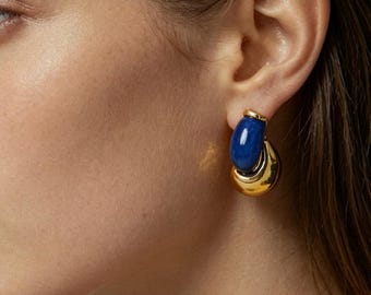 Custom & Handmade Gold Filled Natural Lapis Lazuli Earrings Factory For Brands Boutique