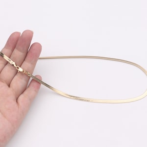 Handmade Custom, 1pcs 14K Gold Filled 4mm Flat Snake Chain Necklace, Link Choker Necklace, Lobster Clasp, Dainty Layering 2005-2097-1