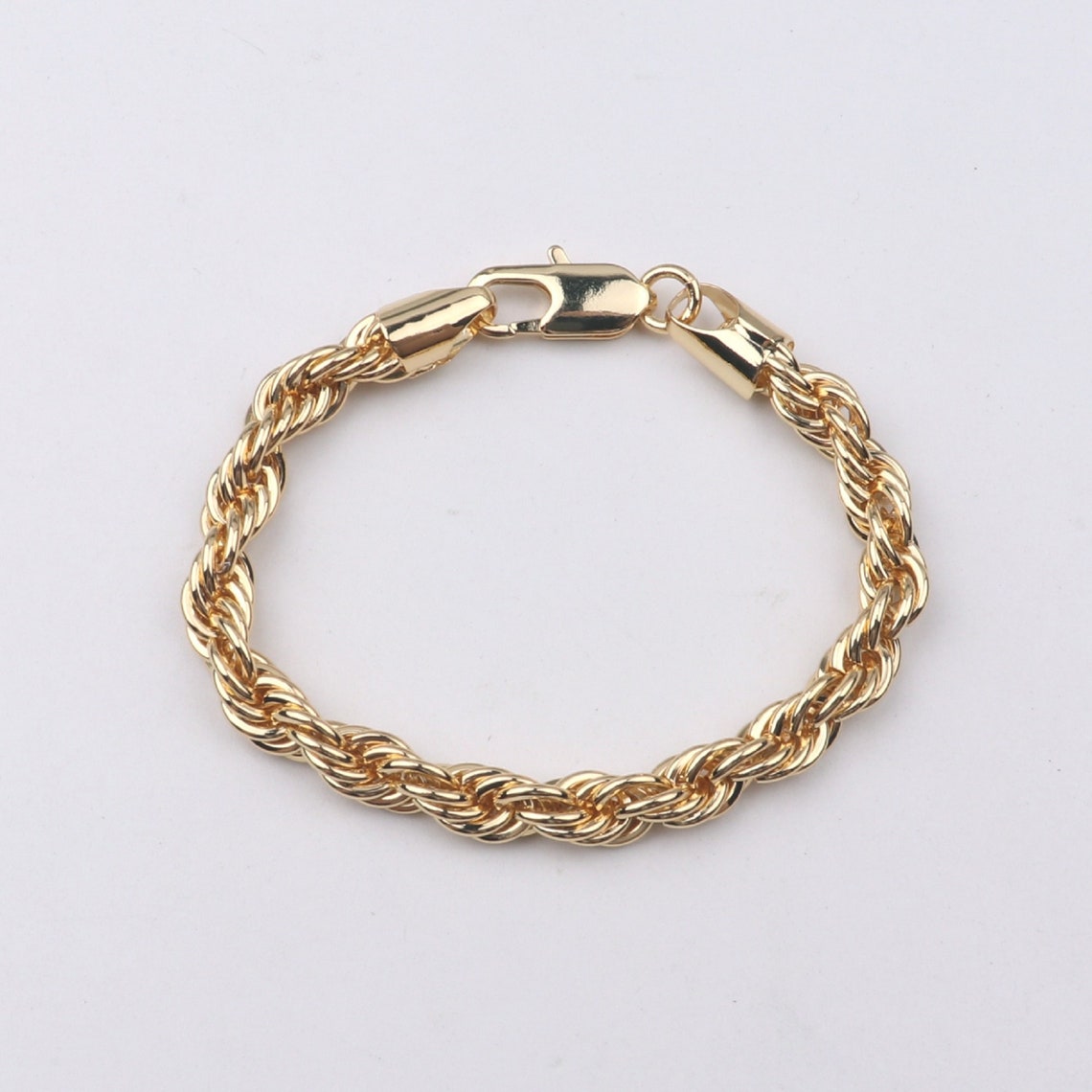 Custom 1pcs 18K Gold Filled 6mm Twist Chain Bracelets Lobster Etsy