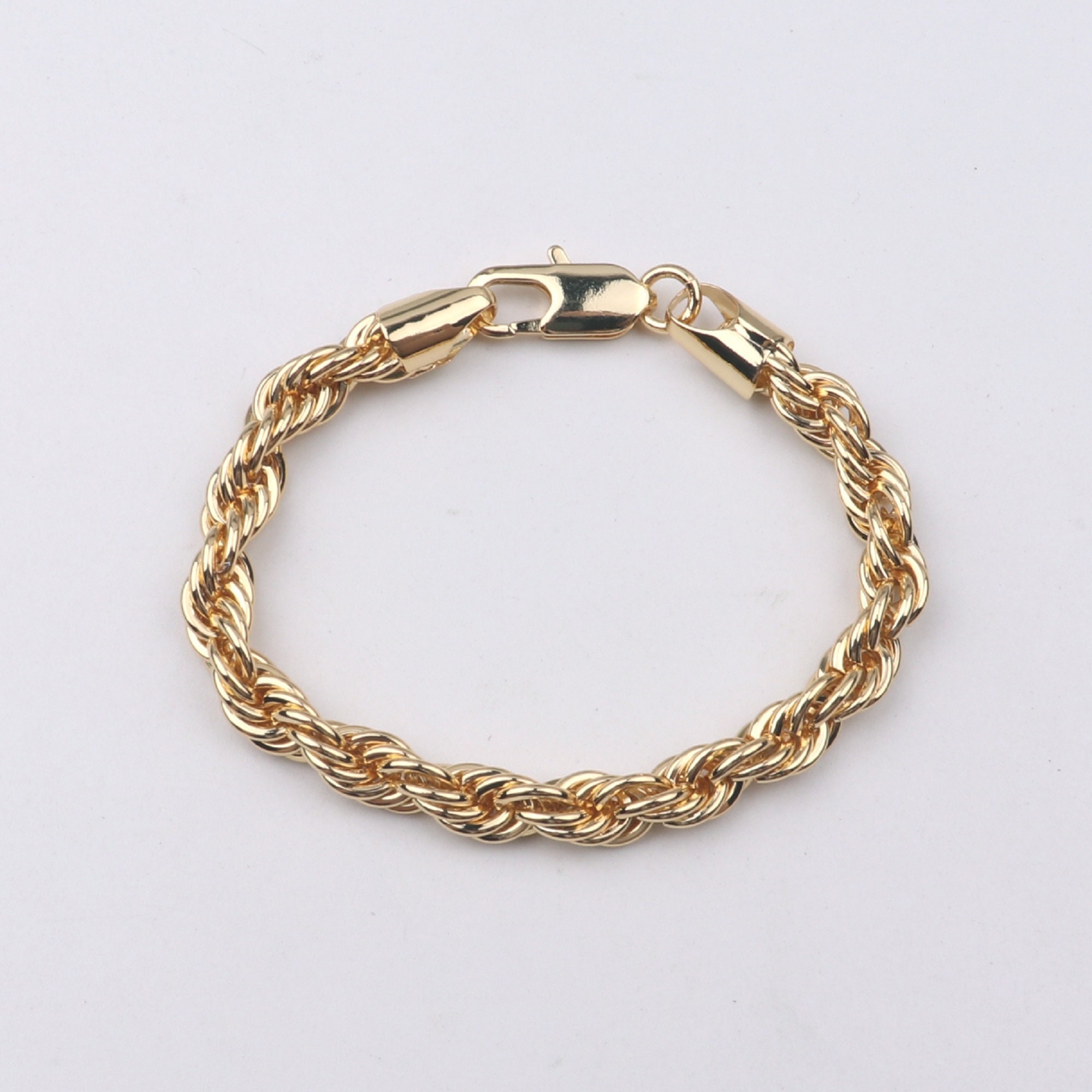 Custom 1pcs 18K Gold Filled 6mm Twist Chain Bracelets Lobster Etsy
