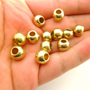 20pcs 10 x 8mm Large Hole Solid Raw Brass Chunky Round Beads Spacers Leather Cord Silk Rope 0101-0813