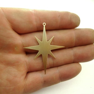 Handmade & Unique* 2pcs Minimal Sacred Geometry Long 8 Point Star Pendants Drops Dangles, Hope Star, Ishtar Star Symbol Spiritual, 2002-2010