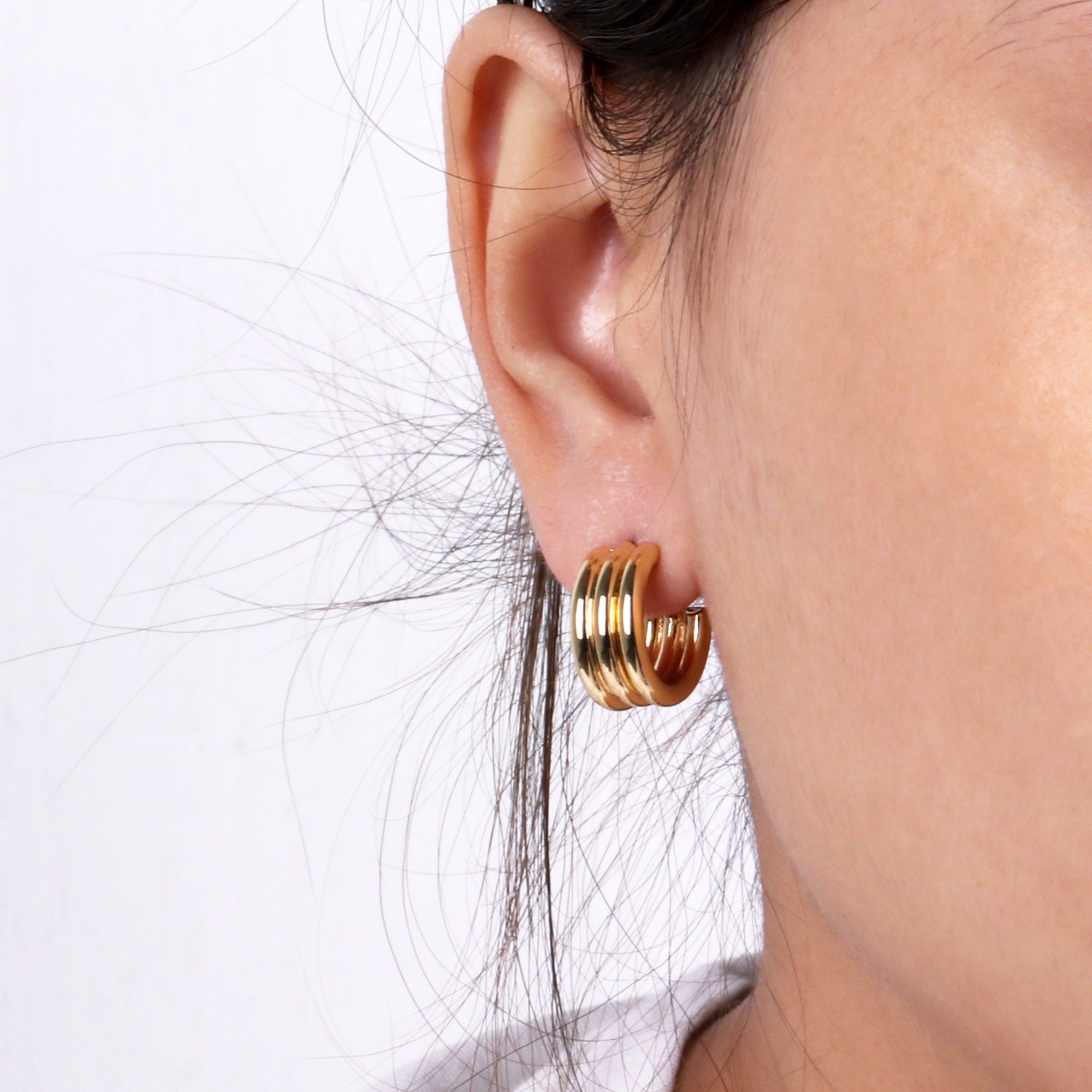 Custom Handmade 1 Pair Dainty 18kt Gold Filled Bold Chunky