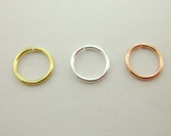 50pcs 7mm 14K Gold, Silver & Rose Gold Plated Thick Bold Open Jump Rings Findings 21 Gauge Lead Nickel Chromium Free 0802-2004-123