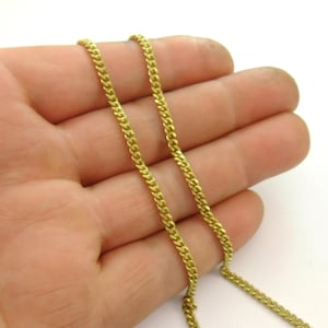 3 Meters 3.5mm Raw Brass Thin Bold Curb Chains, Lead Nickel Chromium Free, Custom for Gold Filled, Silver Filled Necklace Chains Business
