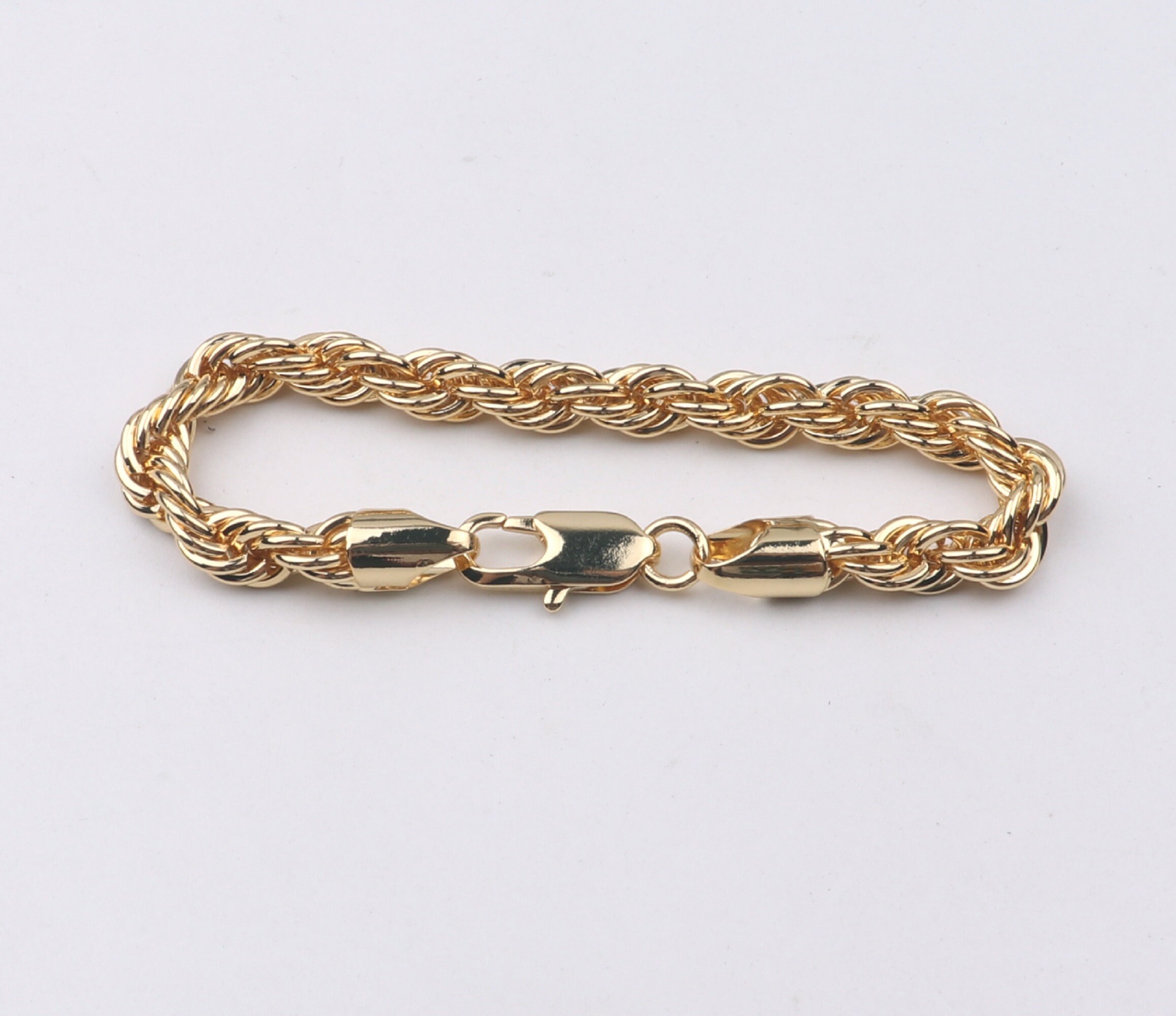 Custom 1pcs 18K Gold Filled 6mm Twist Chain Bracelets Lobster Etsy