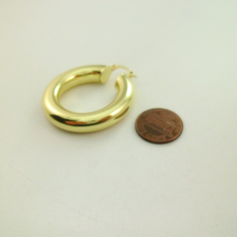 Custom* Large Chic Stylish Chunky Round Bold 14k Gold Hoop Earrings Lightweight Limited Stock 0801-2012-1 Genuine 14k Yellow Gold Brass