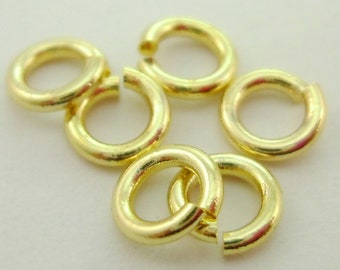 45g (~500pcs) 5mm 14K Gold (Real) Plated Thick Bold Open Jump Rings Findings 19 Gauge Lead Nickel Chromium Free 0802-2001-1