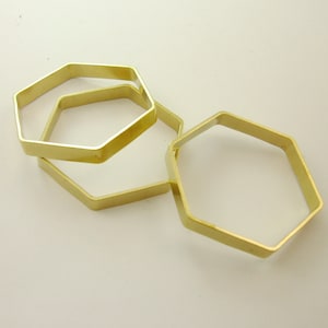 30pcs 30x4mm Hexagon Sexangle Raw Brass Frame Link Connectors Versatile Geometry Minimal, Lead Nickle Chromium Free 0103-2038