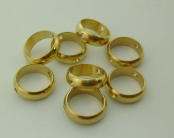 15pcs Yellow Raw Brass 10mm Geometry Round Circle Opposite Two Holes Connectors Links Frame Jewelry Making Findings 0104-0450