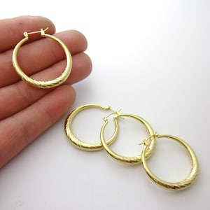 Bulk 10 Pairs 18k Yellow Gold Filled Classic Hammered Round Tube Hoops Lightweight, Looking for Distributors Low Price Unique Source Factory