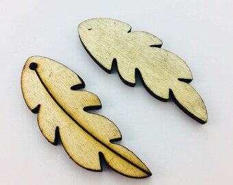 20pcs Natural Wood Pendants Leaf Pendants for Painting Personalized 48x18mm Light Weight Eearrings Necklace Supplies 0402-0105