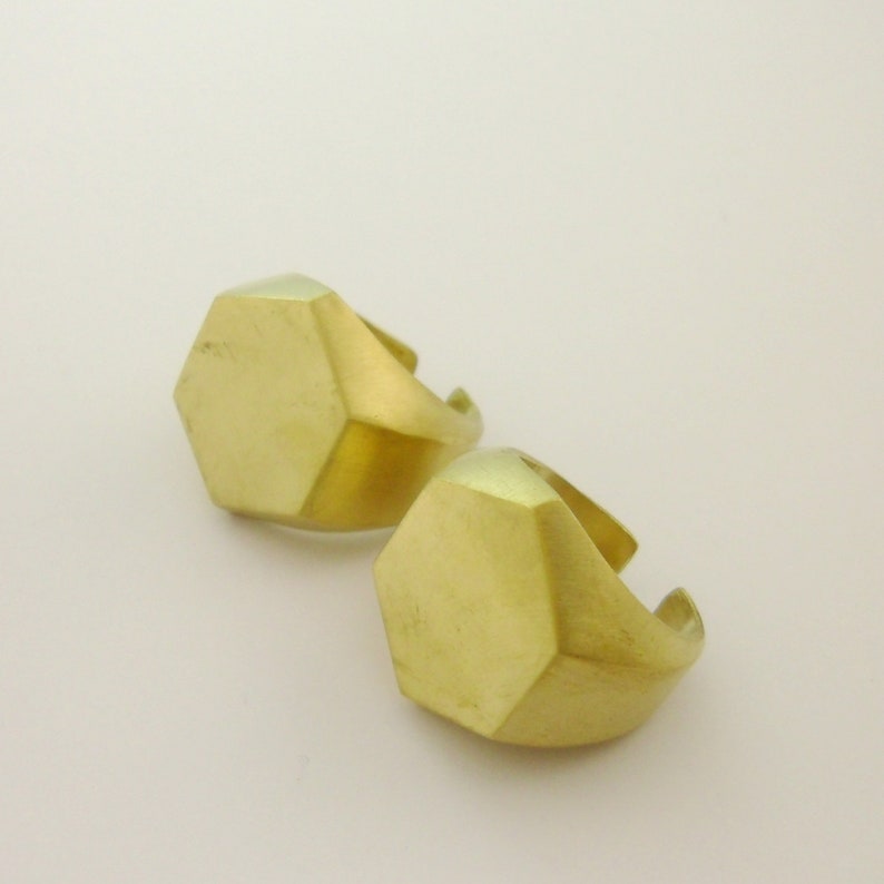 50pcs Chunky Brass Hexagon Geometry Minimal Ring Adjustable Small Investment Big Profit Unique for Designers Small Business Factory Custom