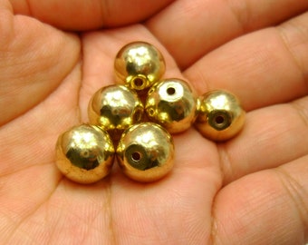 10pcs 12mm Large Chunky Bold Versatile Solid Raw Brass Round Ball Spacer Beads 1.7mm Hole, Craft Jewelry Clothes Supplies 0101-0838