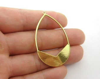 1 Pair DAINTY Brushed Pear Teardrop 18kt Yellow Gold Filled Earring Blanks Bases Minimal Geometry Handmade Wedding, Unique Supply Brands