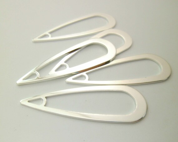 10pcs 41mm Shiny Silver Geometry Teardrop Pendants Earring Drops Tarnish Resistant Lead Nickel Chromium Free 0102-0616-2