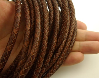 1 Meter Chunky Round Bold Thick Natural Braided Genuine Leather Cord Deep Brown Coffee Jewelry Making Shoes Bags Clothes & Craft Supplies