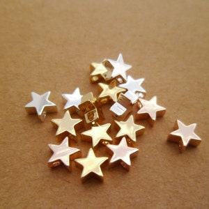 15 pçs delicado bonito minúsculo (real) ouro, prata & rosa banhado a ouro contas estrela encantos pingentes buraco superior presentes 6x3mm latão 0101-0605-123