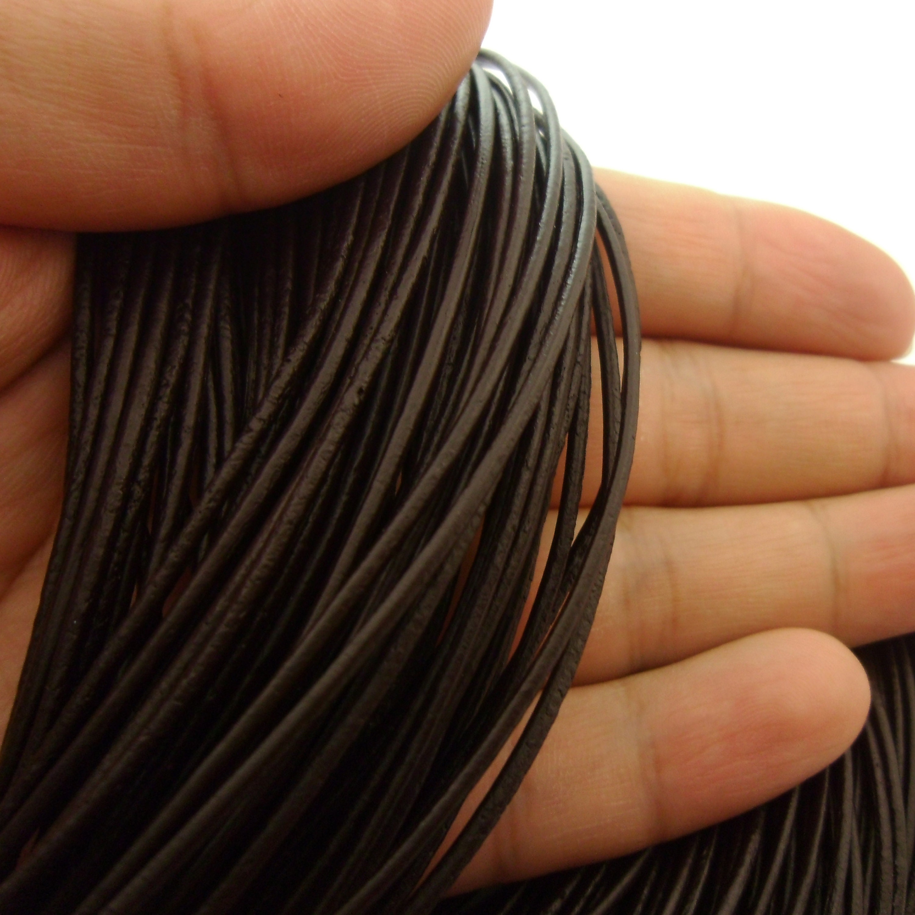 6 Feet (2 Meters) 1.5mm Natural Dark Brown Coffee Round Leather Cord ...
