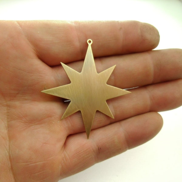 Handmade & Unique* 2pcs Minimal Geometry Long Large 8 Point Star Pendants Drops Dangles, Hope Star, Ishtar Star Symbol Spiritual, 2002-2012