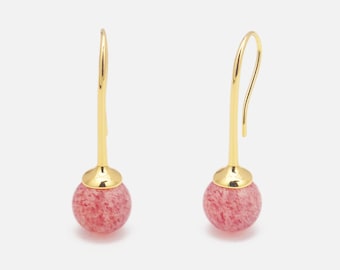 Custom & Handmade Gold Filled Natural Crystal Strawberry Crystal Earrings Factory For Brands Boutique