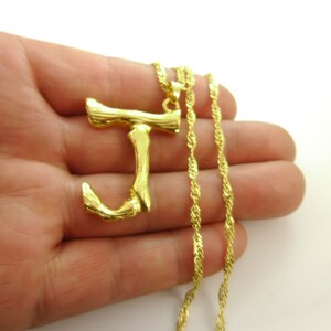 One Piece Large Chunky Bold Bamboo Capital Name Initials &quot;J&quot; Personalized Custom Bamboo Necklace Large Bail for Rope Cord Leather 20052044-1