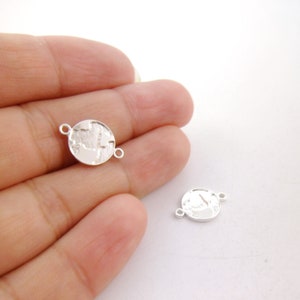 Aangepaste & handgemaakte * 2st 11mm sierlijke zilveren kleine gegraveerd wereld kaart reizen Connectors Links minimale ketting armbanden Chokers 20032022-2